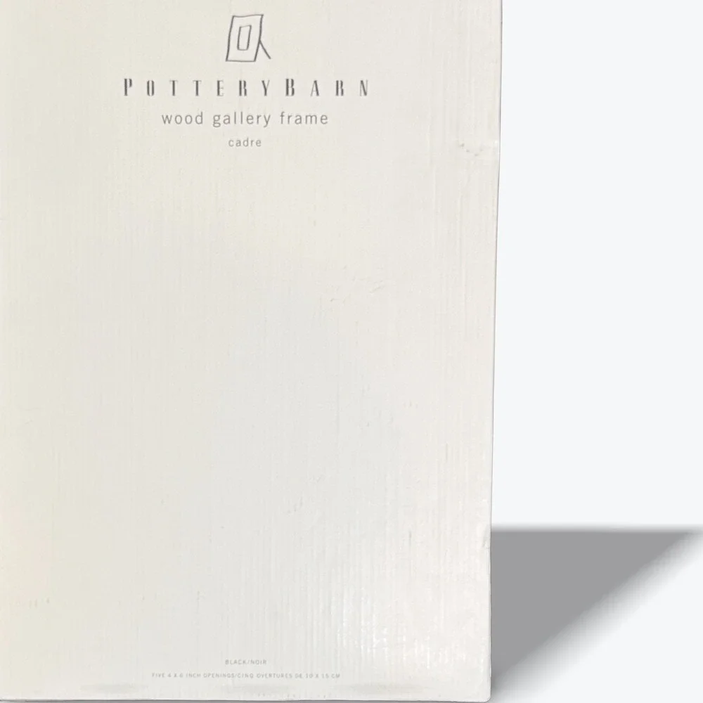 Pottery Barn Wood Gallery Frame Black 5 Opening 4x6 Collage Wall 28x11 Open Box‎